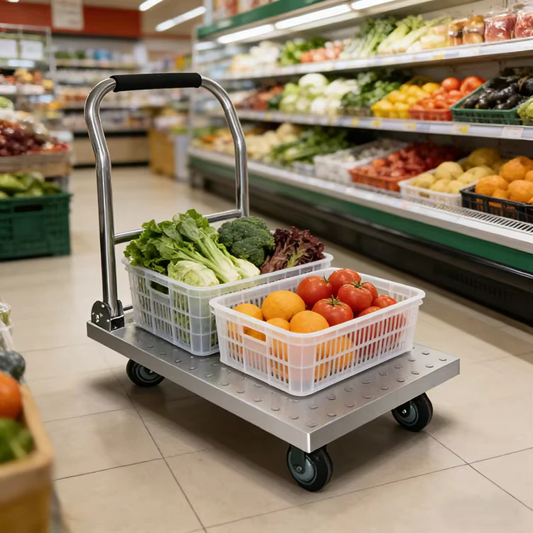 Direct Factory Sale Flat Stainless Steel Restaurant Serving Trolley Commercial Kitchen Storage Cart