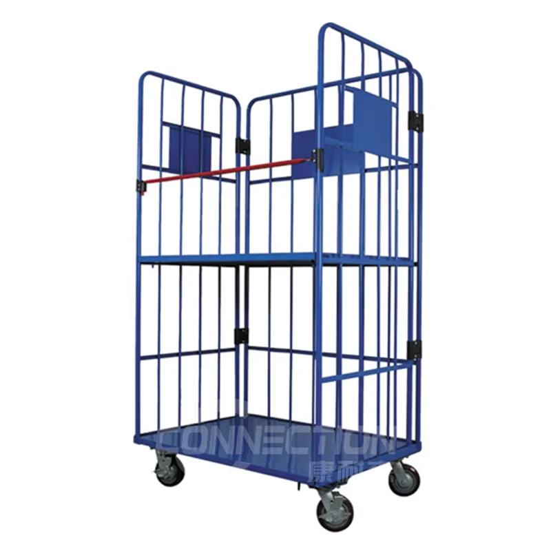 Direct Sale Price Heavy Duty Customized Logistic Roll Cart Wire Mesh Roll Cage with Wheel