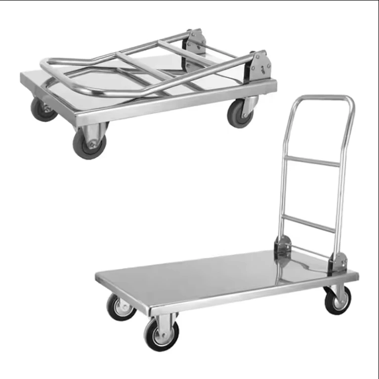 Direct Sales Stainless Steel Hand Truck Trolley Cart Folding Platform Trolley