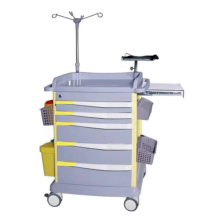 Direct Selling ABS Medical Cart Hospital Emergency Trolley with Wheels