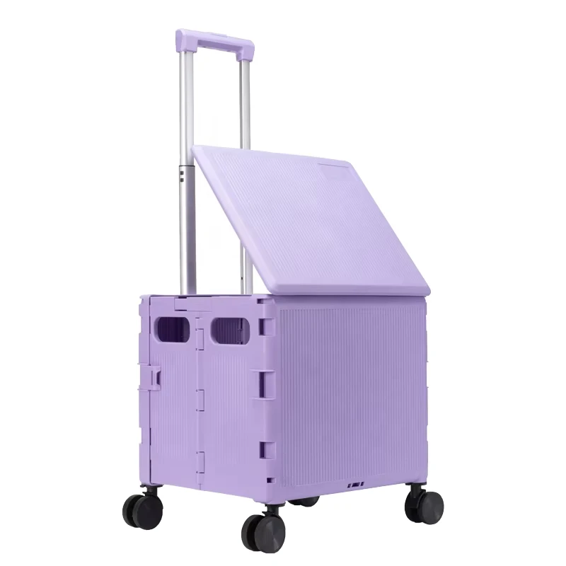 Dongguan Factory’s Small Push Vehicle DWL Stock Folding Shopping Cart Grocery Cart Folding Trolley Box Hand PP Material