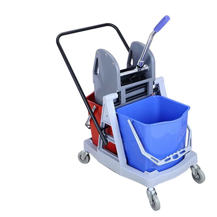 Double Bucket Design Street Tilt Truck Cleaning Cart Hotel Housekeeping Cleaning Trolley