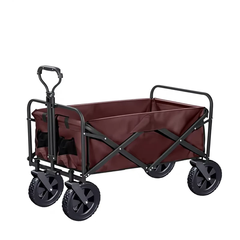 Double Deck Easy Move Aluminum Folding Cart Heavy Duty Shopping Cart with Four Wheel Platform Structure