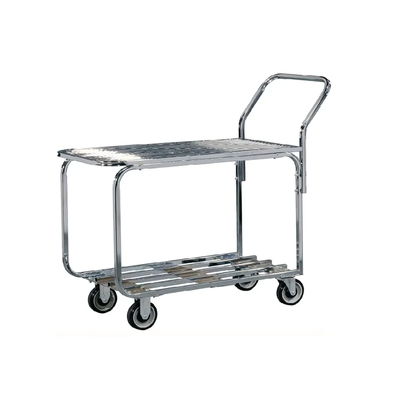 Double Decker Multi-functional Metal Stocking and Marking Carts Handle Tool Hand Push Food Cart Moving Trolley for Sale