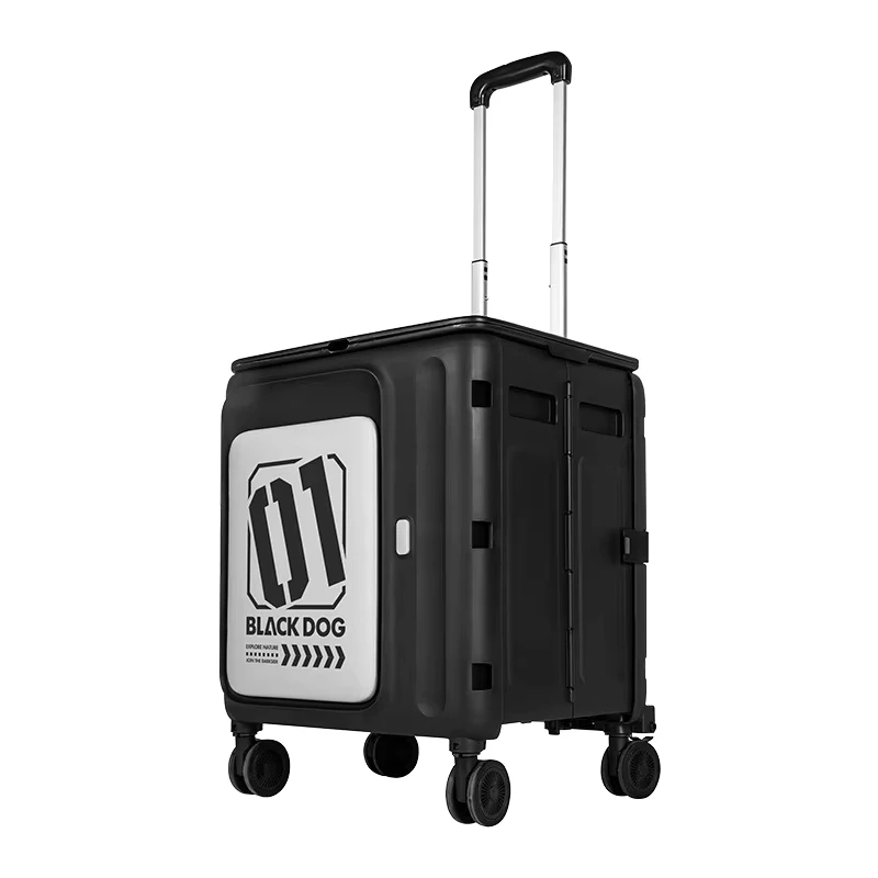Double Door Folding Cart Outdoor Folding Storage Box Camping Trolley with Diagonal Handle