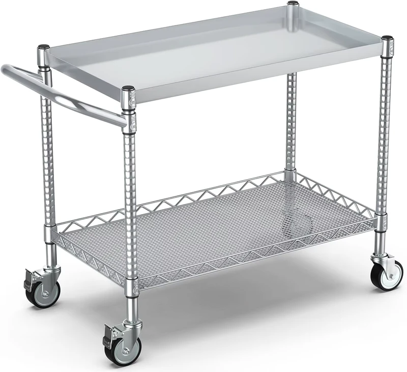 Double Layer Stainless Steel Multifunction Customizable Utility Cart for Hotel Restaurant Vehicle Storage Garage Living Room