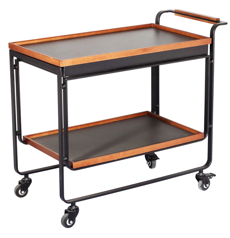 Double Layers Hotel Banquet Service Cart Restaurant Tea Carts Housekeeping Wooden Dining Liquor Trolleys
