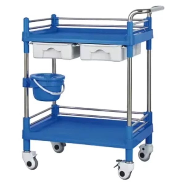 Double layer and Double drawer Easy to clean and Durable ABS Panel 201 Stainless Steel Tube Disassemble Hospital Trolley