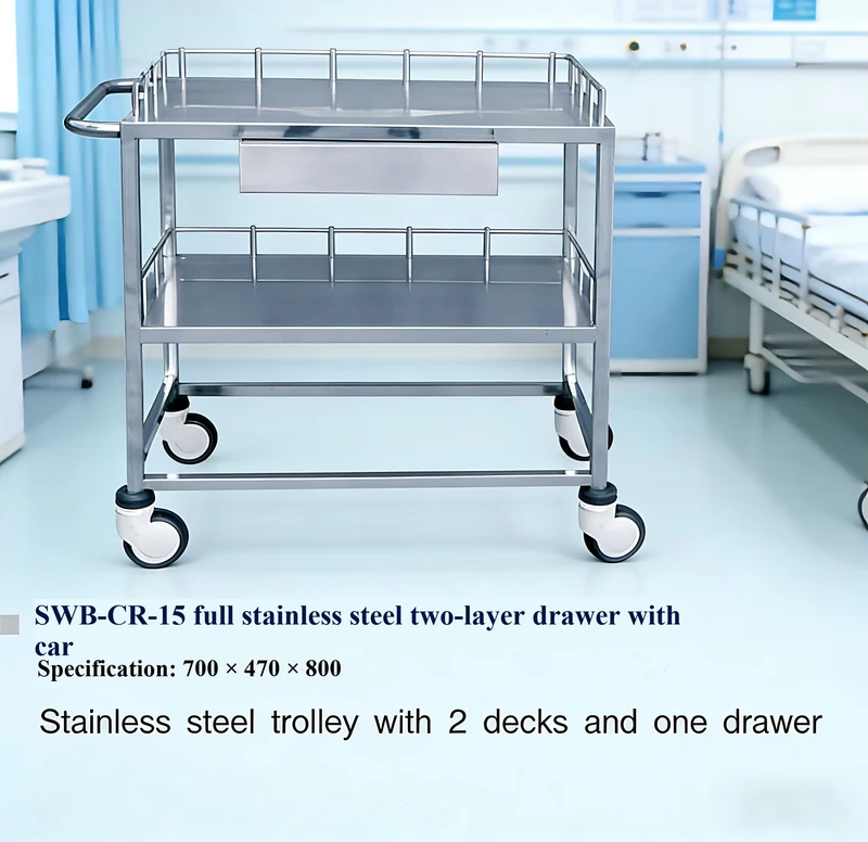 Dressing Nursing Cart Medical Treatment Trolley Hospital Stainless Steel Silver Stainless Steel Pet Surgical Assistance Car