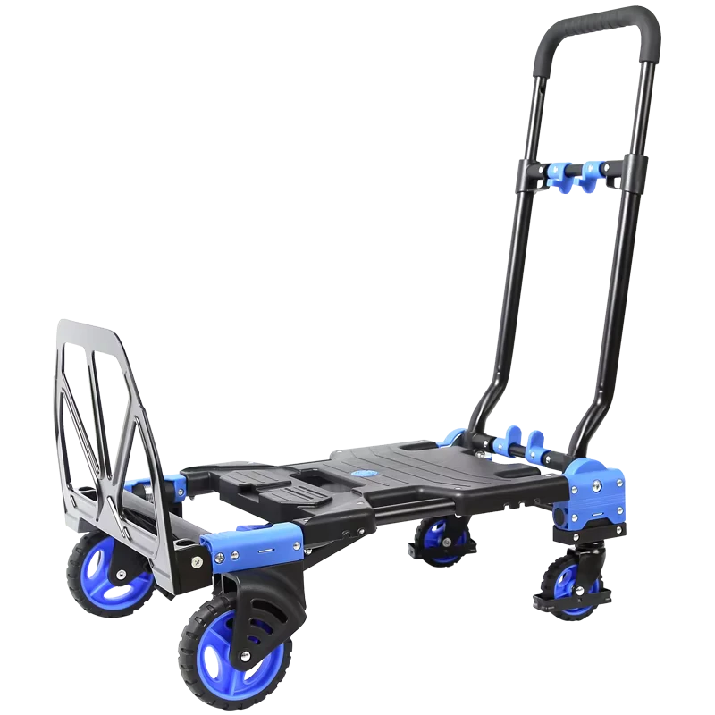 Dual purpose Design 46*65mm Plastic Foldable Trolley Warehouse Storage Hand Carts Trolleys