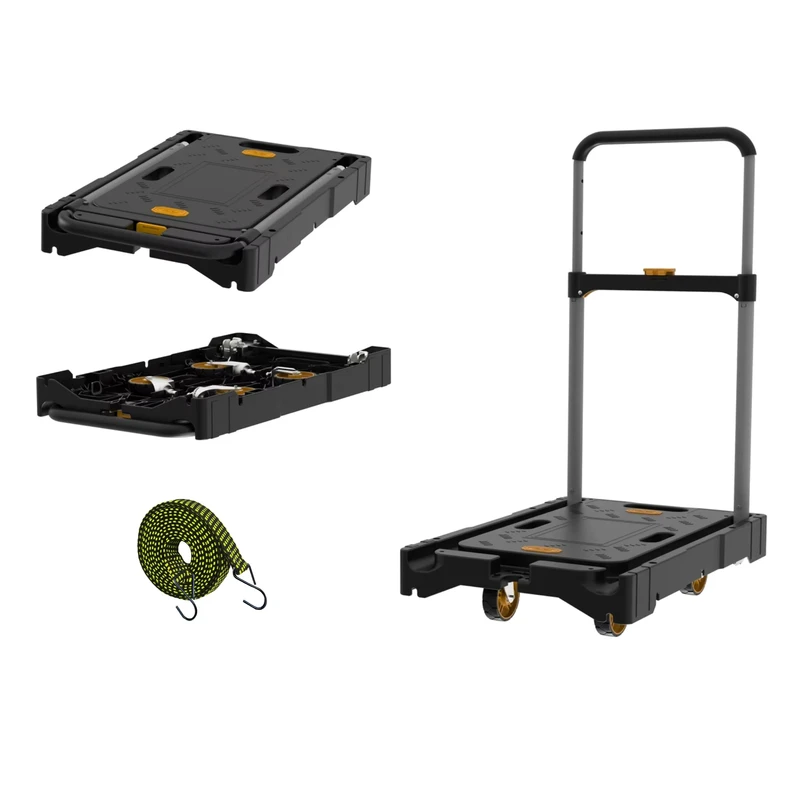 Durable 136kg Load Plastic Hand Cart Four Wheel Caster Pluggable Folding Platform Hand Truck Heavy Duty Scale