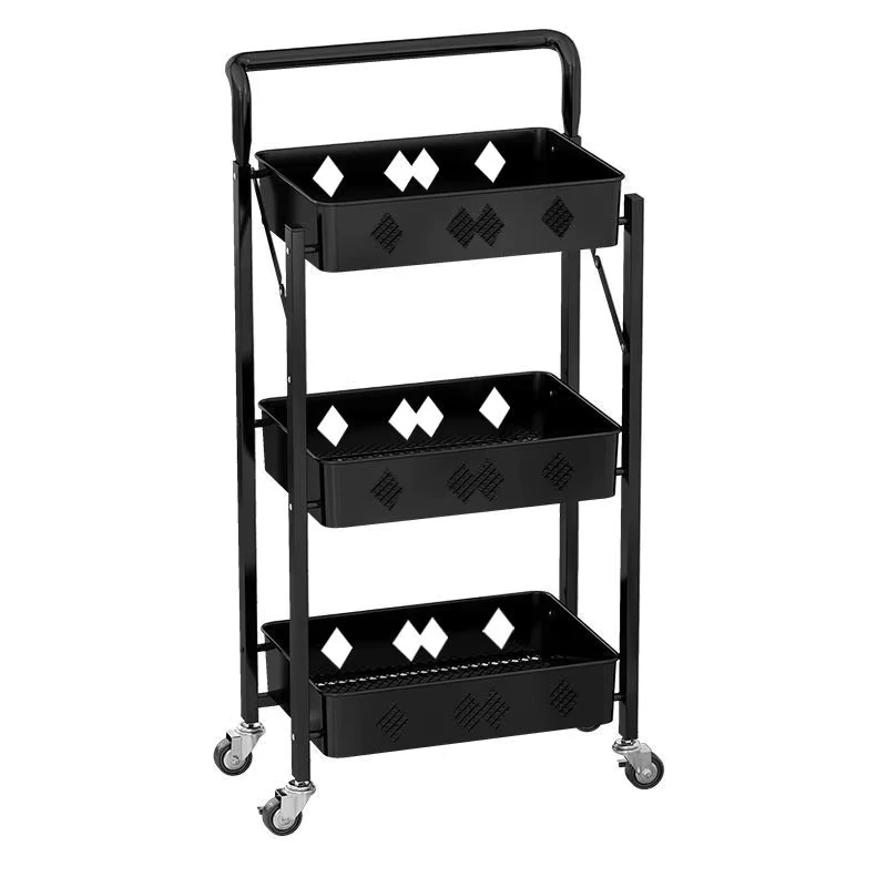 Durable 3 Tier Foldable Storage Trolley For Snacks Books And Household Items In Small Homes Storage Trolley