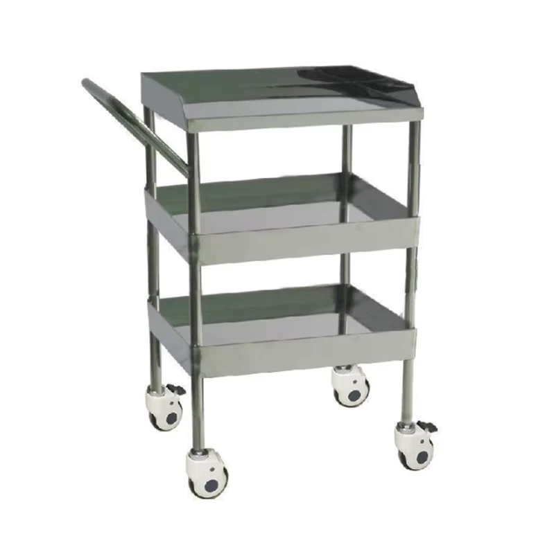Durable 304 Stainless Steel Medical Equipment Cart With Four Wheels for Efficient Hospital Instrument Transport