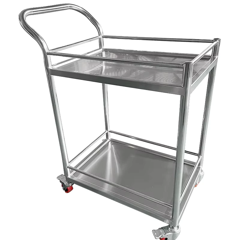Durable 304 Stainless Steel Utility Cart Hospital Medical Trolley Laboratory Equipment Cart Cleanroom Workshop Trolley