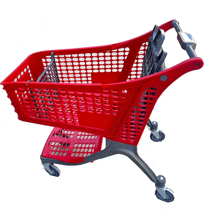 Durable 4 Wheel Folding Plastic Supermarket Cart Shopping Trolley