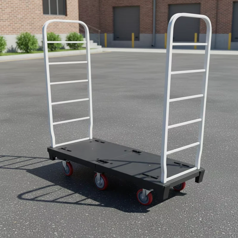 Durable 6 Wheel Metal Frame Plastic Trolley Cart Industrial Foldable U Boat Hand Trucks Detachable Roll Container 400kg Capacity