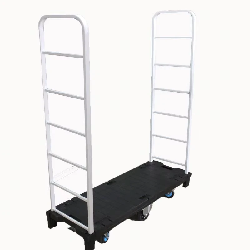 Durable 6 Wheel Plastic Trolley Cart Supermarket Foldable U Boat Hand Trucks Detachable Roll Container Shopping Tools Storage