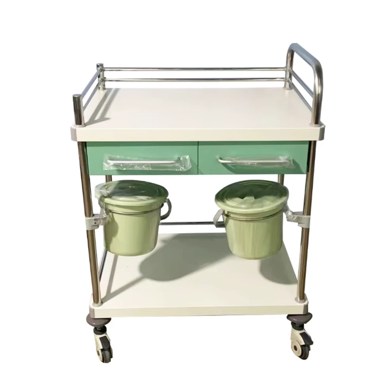 Durable Adjustable Dividers Waste Bins Clinic Hospital Trolley Hospital Instrument Trolley Medical Trolley Treatment Cart