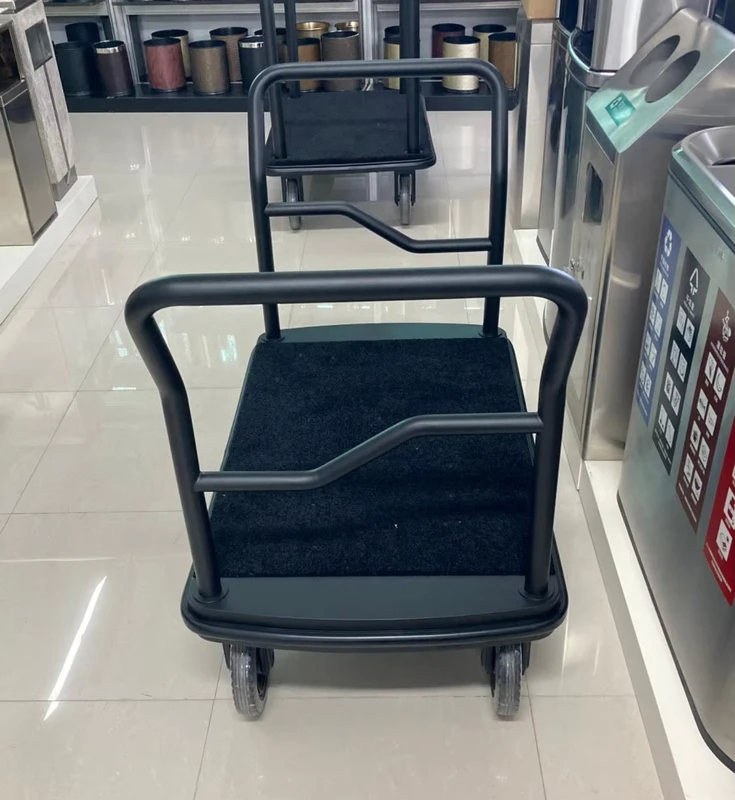 Durable Black Bellman Cart Baggage Luggage Trolley with 8” Silent Wheels for Airport Hotel