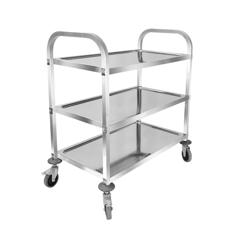 Durable Commercial 304 Stainless Steel Trolley Cart Restaurant Food and Drink Hand Serving Trolley