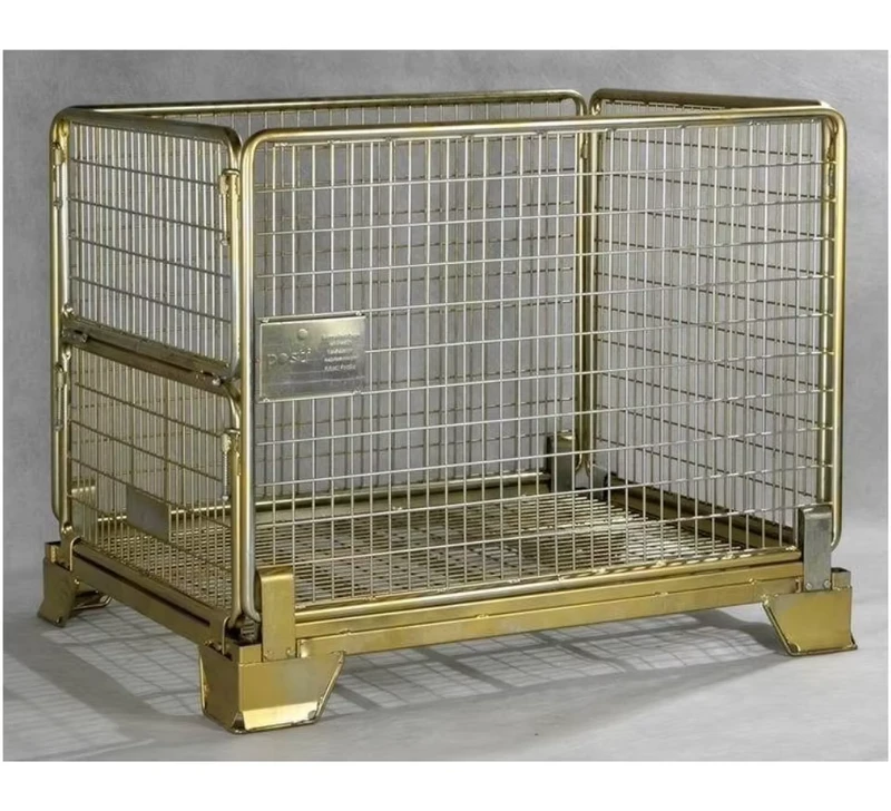 Durable Customizable 4 Wheel Metal Storage Trolley Heavy Duty Foldable Wire Mesh Steel Rolling Cage High Capacity 4000kg