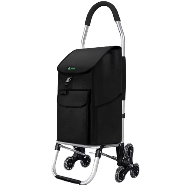 Durable Eco Friendly Shopping Trolley Cart with 4” PU Wheels Steel + PP Plastics Material