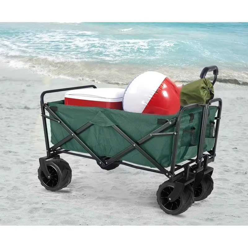 Durable FW Storage Trolley Carriage Platform Collapsible Folding Beach Wagon Utility Garden Shopping Cart Four-Wheel Wheel