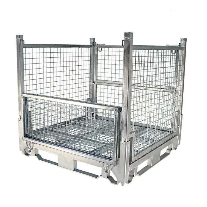 Durable Foldable Forklift Pallet Cage Collapsible Metal Steel Storage Unit with Wire Mesh Cargo Storage Equipment