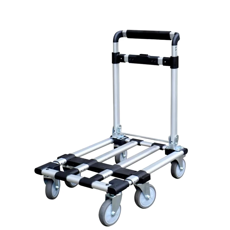 Durable Folding Cart Shopping Trolleys Carton Rubber Storage Trolley Platform Steel Trolley Hand Truck Roll Container 200