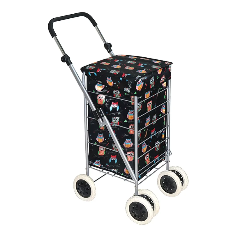 Durable Folding Hand Trolley Collapsible Household Cart for Supermarket and Food Storage