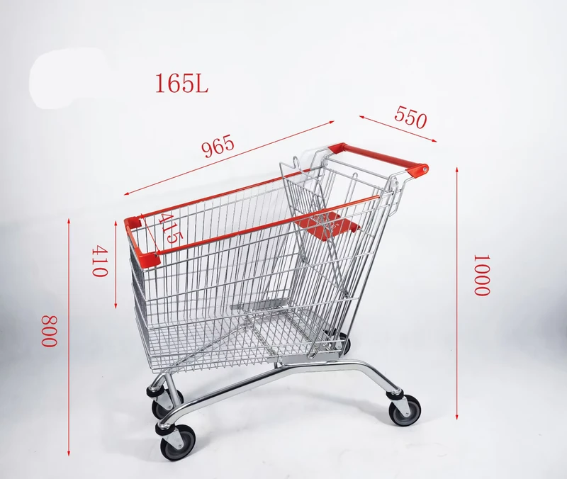 Durable Folding Supermarket Shopping Trolley Carts with 4” PU Wheels and Customized Sizes