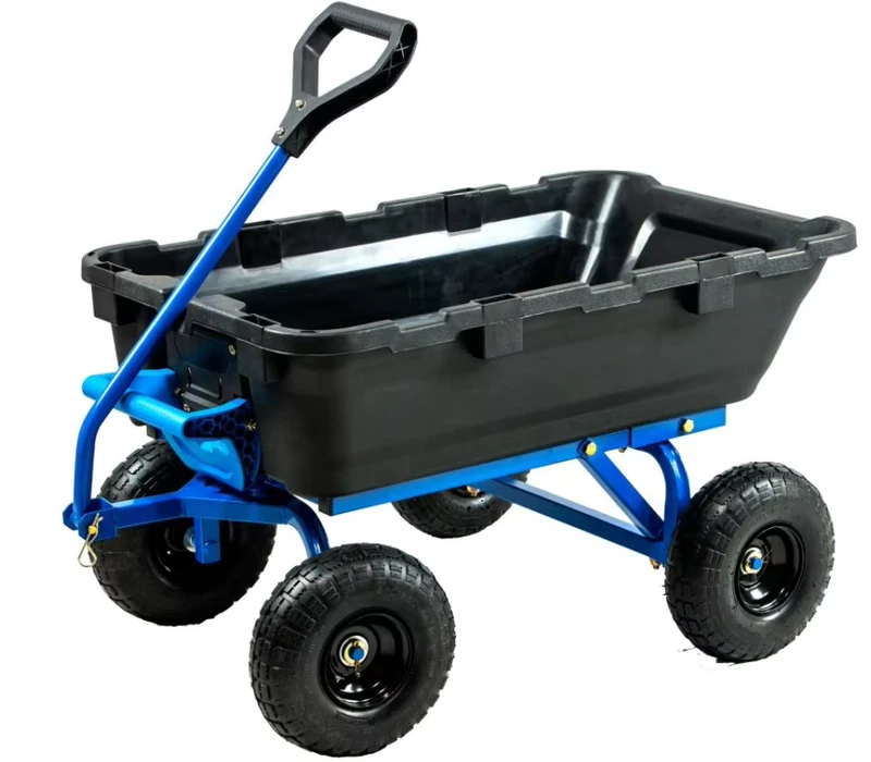 Durable Heavy Duty Poly Dump Cart 4 Cu Ft Capacity Garden Lawn Yard Utility Wagon With Pneumatic Tires
