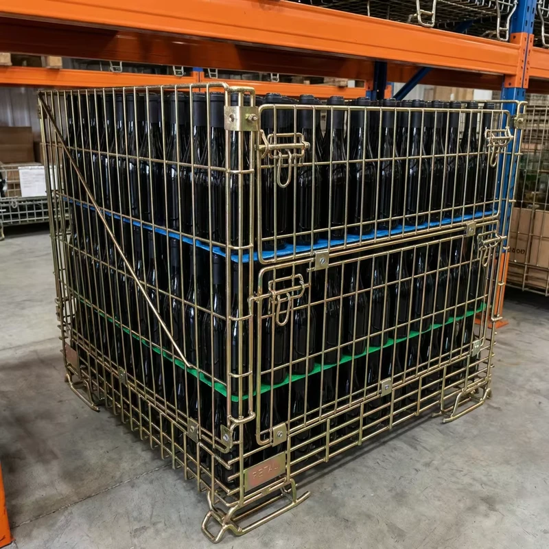 Durable Heavy Duty Steel Collapsible Storage Container Box Stacking Wire Mesh Cage Design 1000kg Capacity Warehouse Pallet Rack