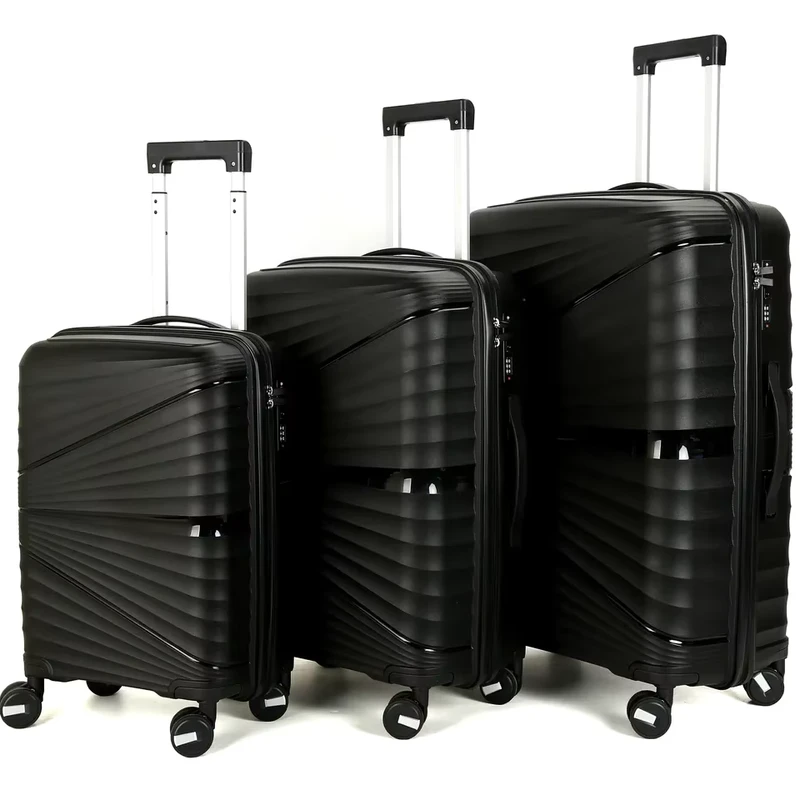 Durable Luggage Set with Secure Password Lock Lightweight Wear Resistant Multi Size 20 24 28 Inch PP Travel Trolley Case