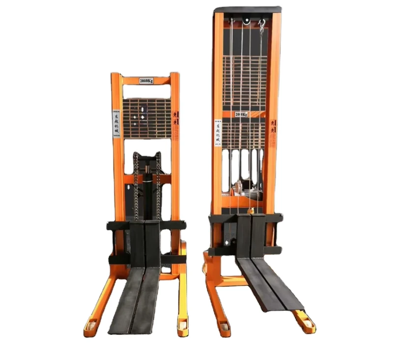 Durable Manual Hydraulic 1.6m Lifting Stacker Moving Forklift Trolley 2T Capacity Pallet Truck