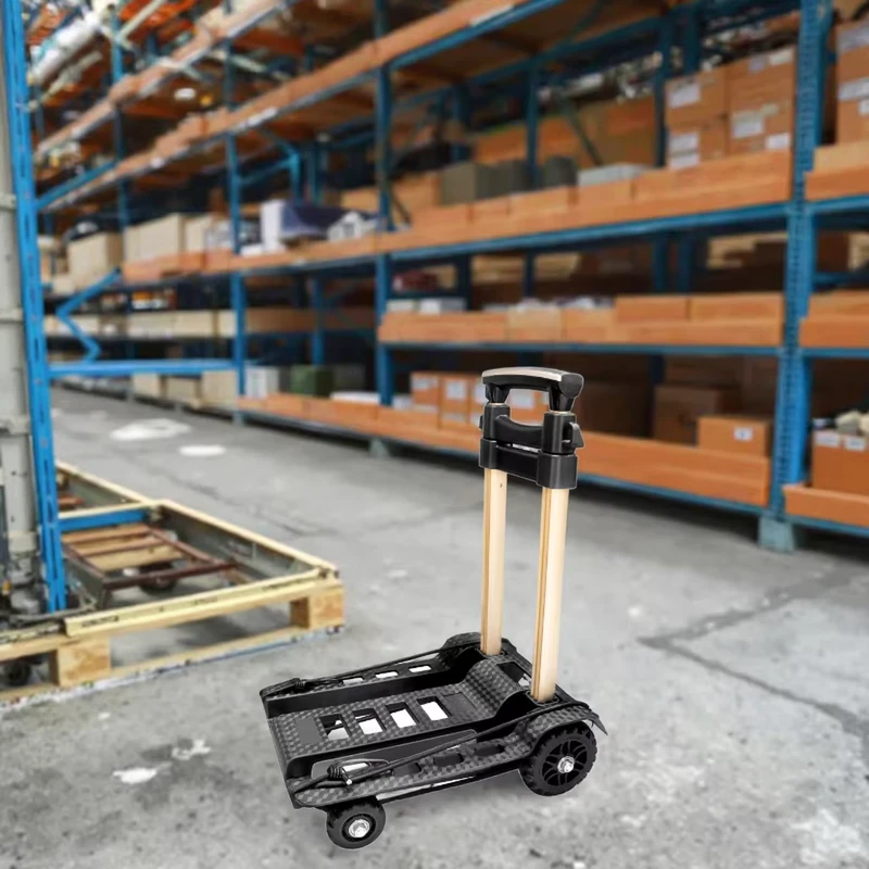 Durable Mini 4 Wheel Aluminum Alloy Folding Trolley Foldable Plastic Luggage Cart Platform Structure Shopping Tool