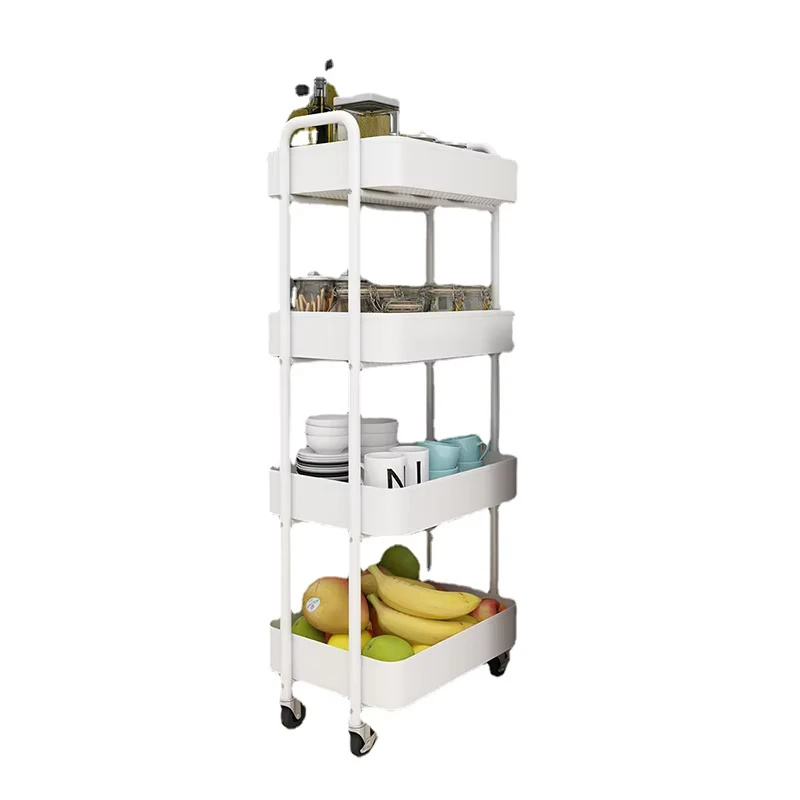 Durable Multi Layer Movable Utility Cart With Wheels for Kitchen Bathroom and Living Room Storage Utility Cart