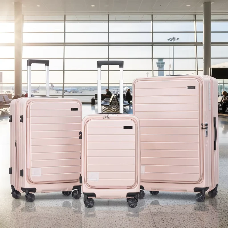Durable PC Luggage Front Opening Waterproof Travel Case Customizable Logo Trolley for Students Business Trips Holiday Travel