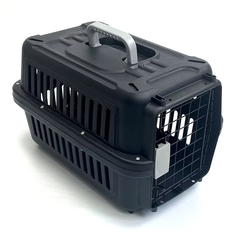 Durable Plastic Portable Trolley Pet Travel Carrier Airline Approved Large Capacity Cage for Cats Small Dogs Outdoor Vet Use