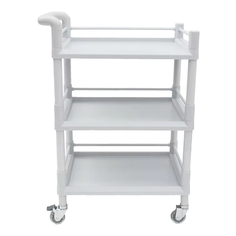 Durable Plastic Rolling Trolley Multifunction Utility Cart with Wheels for Spa Clinic Kitchen & Hospital Application