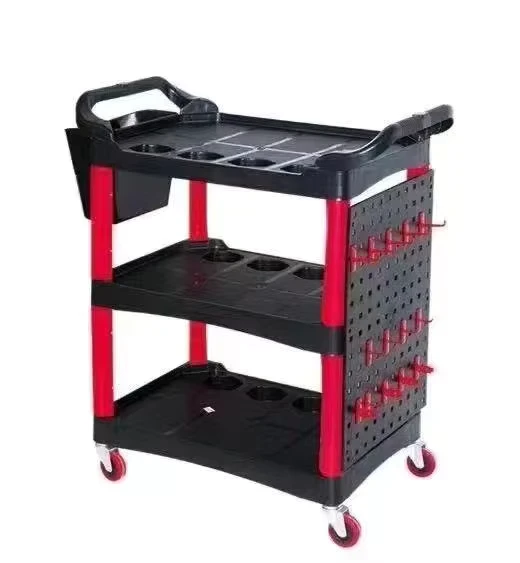Durable Plastic Utility Cart for Car Wash Detailing Car Cleaning Tools Cart for Shop Use