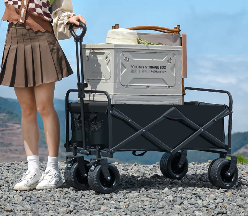 Durable Safety Outdoor Foldable Trolley OEM Supported Roll Container Structure Utility Wagon Cart Comfortable Folding Handle