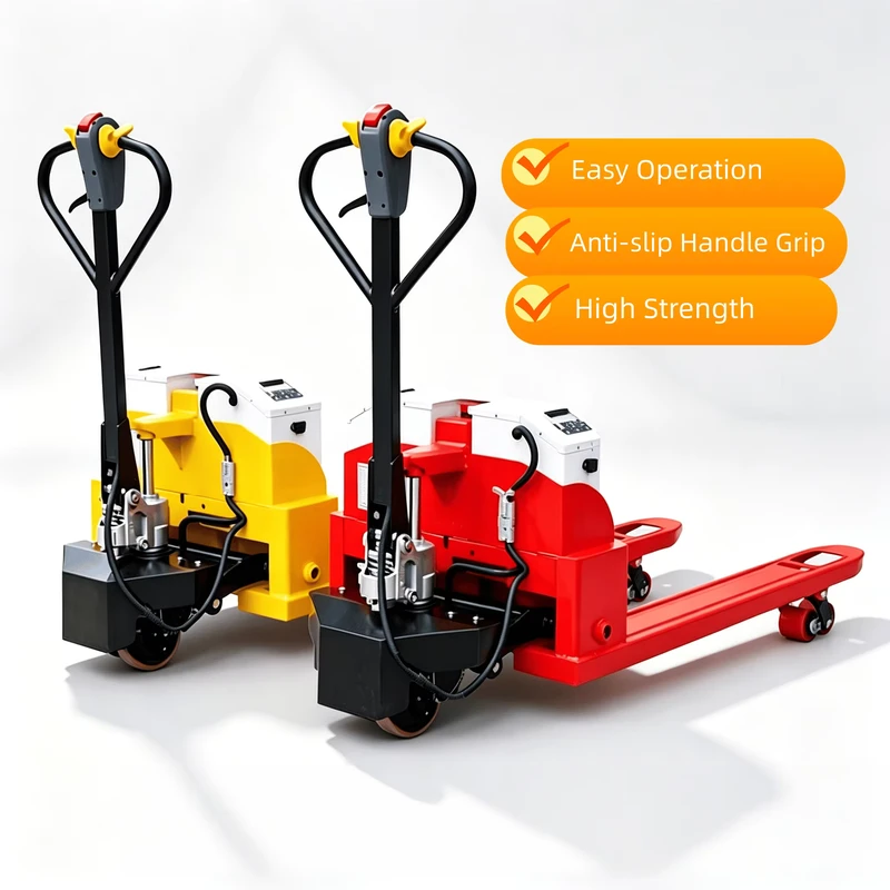 Durable Semi Electric Pallet Truck Solid Wheels Anti Wear Electric Pallet Truck for Warehouse Cargo Handling Storage