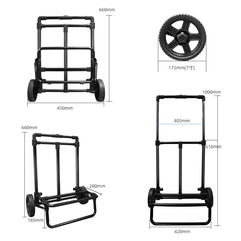 Durable Small Portable 2 Wheel Luggage Trolley Outdoor Power Box Folding Trolley Cart