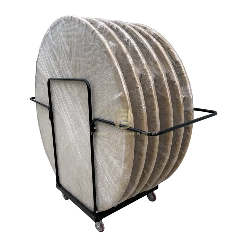 Durable Steel Four-Wheel Platform Hotel Trolley Outdoor Folding Chair Cart Banquet Bulk Transportation of Tables and Chairs