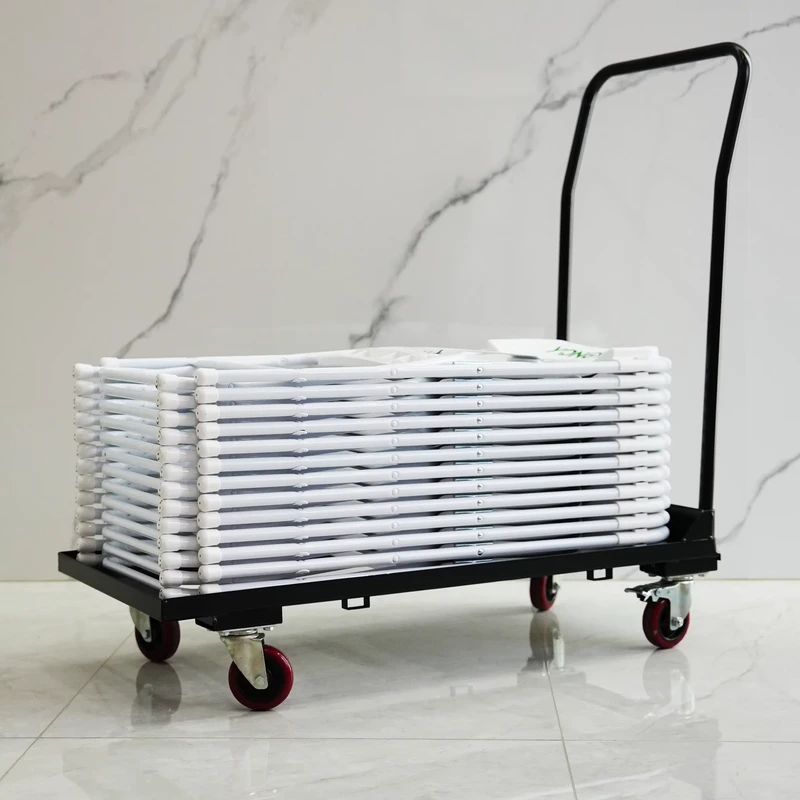 Durable Steel Four-Wheel Platform Hotel Trolley Outdoor Folding Chair Cart Banquet Dining Restaurant Tools