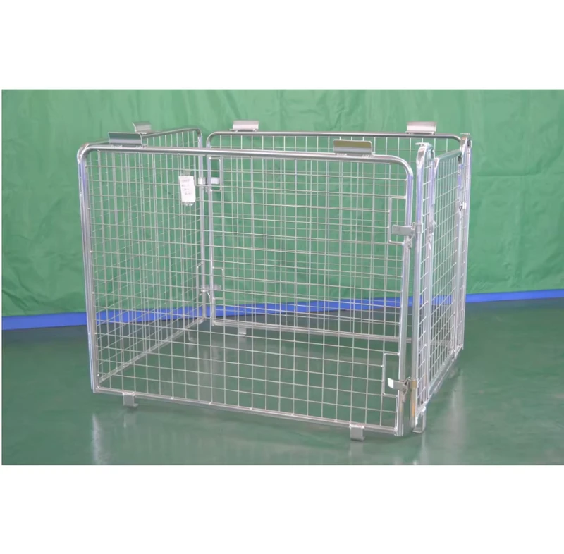 Durable Steel Roll Box Container with Wheels Foldable Stackable Trolley Cart Metal Storage Cage Cargo Storage Equipment