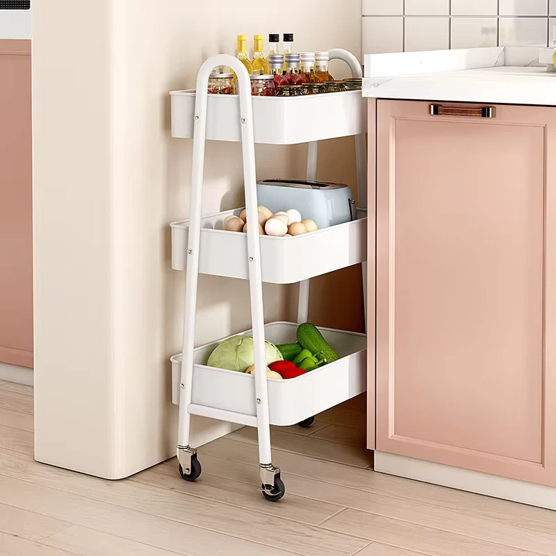 Durable Utility Kitchen Storage Trolley Cart for Tableware & Spice Applicable for Bathroom Use