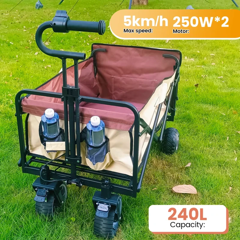 EC30 Large-Sized Foldable Long Handle Electric Power-assisted Colorful Electric Camping Cart Trolley Carts Beach Heavy Duty