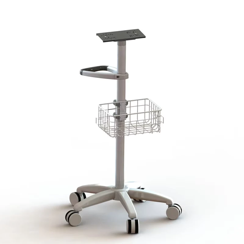 ECG Height Adjustable Veterinary Medical Vital Signs Monitor Trolley Monitor Stand Cart Roll Stand with Medical Monitor